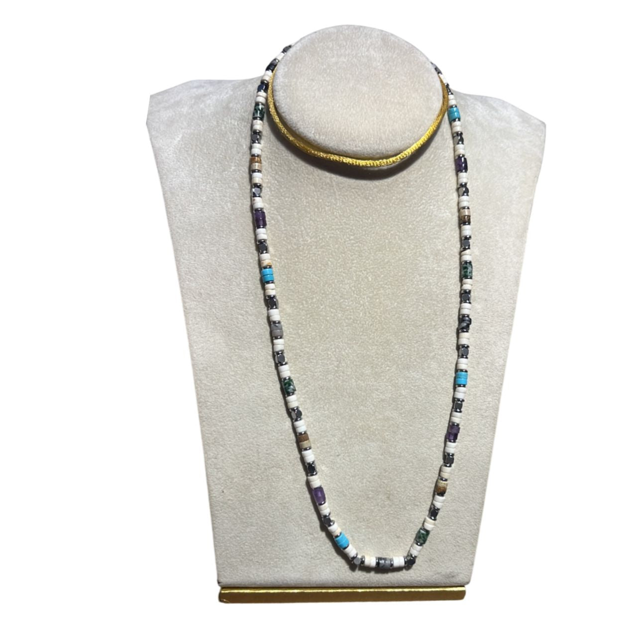 Collana Uomo Re Mida Pietre Multicolore Bianca